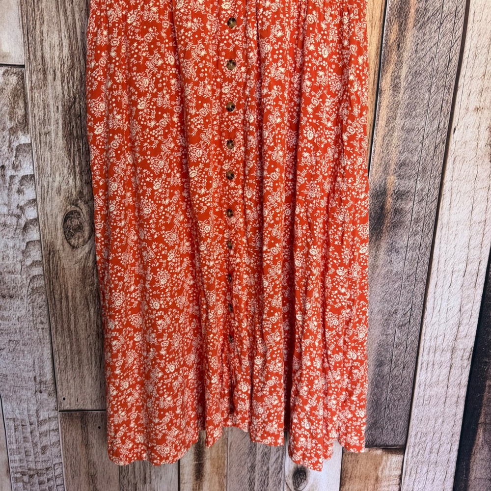 Madewell Orange Floral Midi Dress - Picture 4 of 9